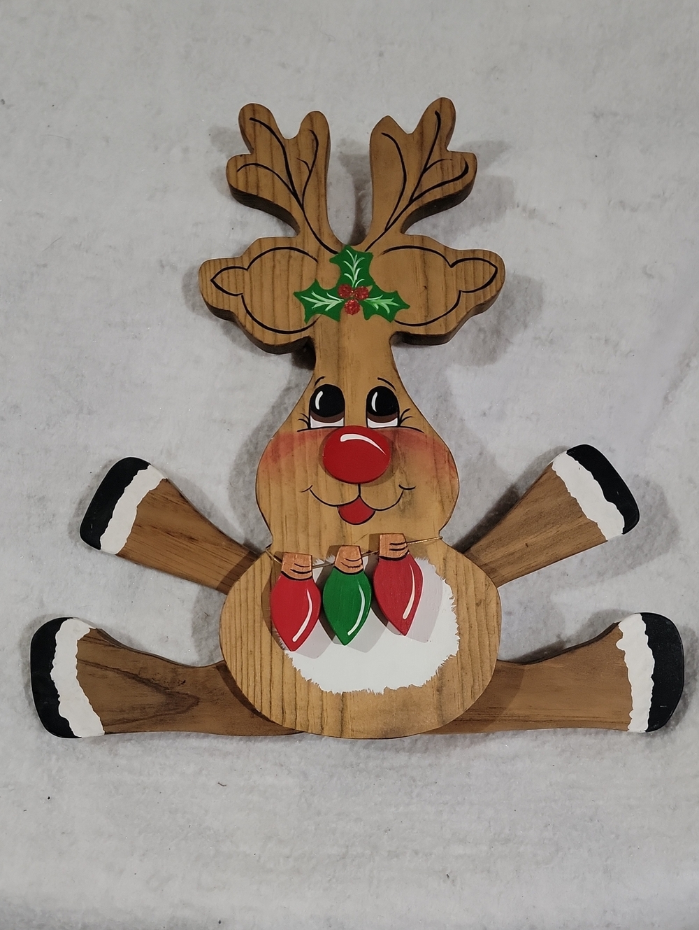 Rustic Wooden Reindeer Holiday Wall Decor - Natural Wood